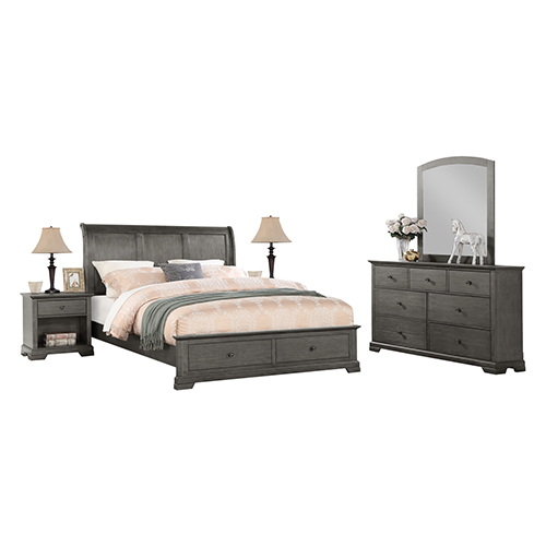 Marco Grey 4pcs Bedroom Suite Solid Wood & MDF in Multiple Size with Dresser